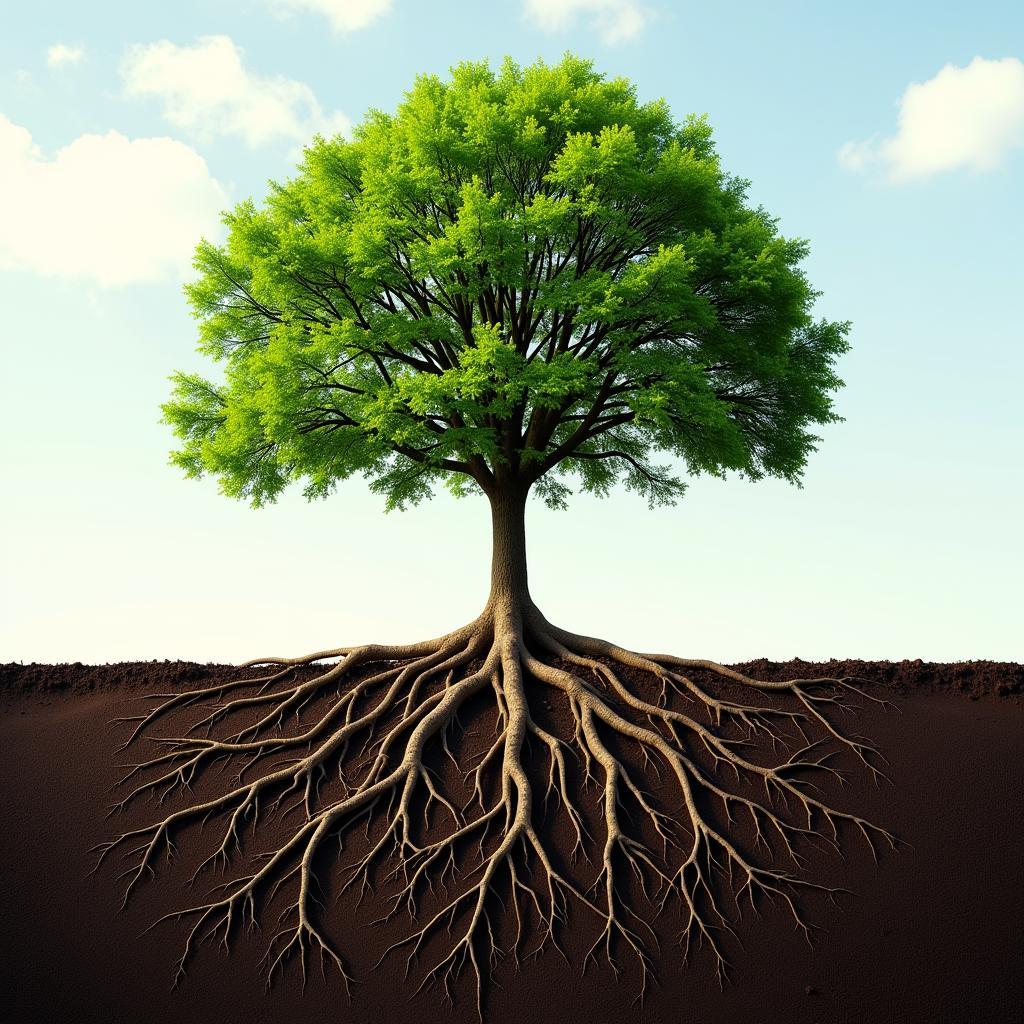 Tree Roots Absorbing Nutrients from the Soil