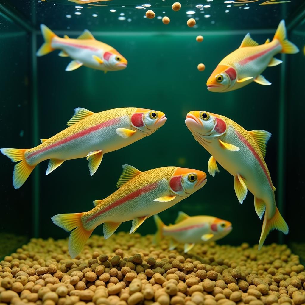 Trout Feeding on Pellets