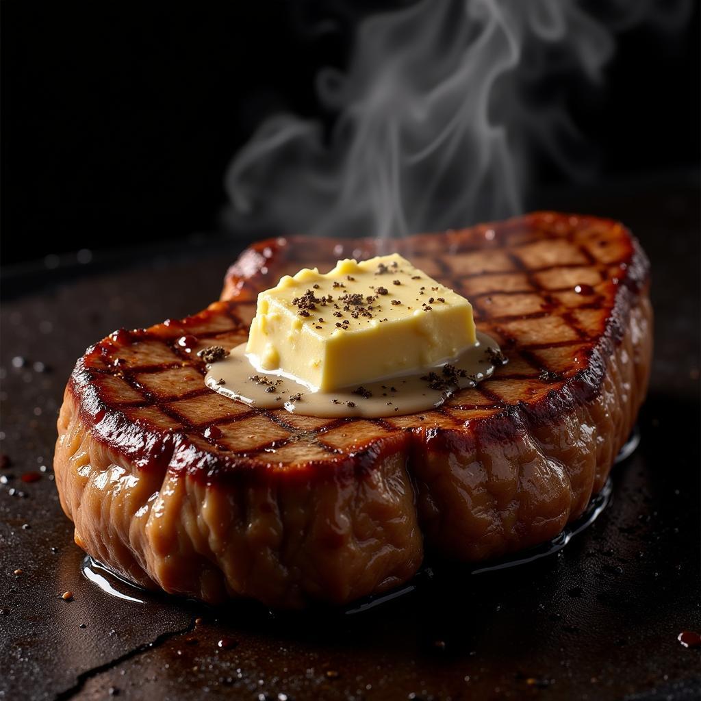 Truffle butter melting on a grilled steak