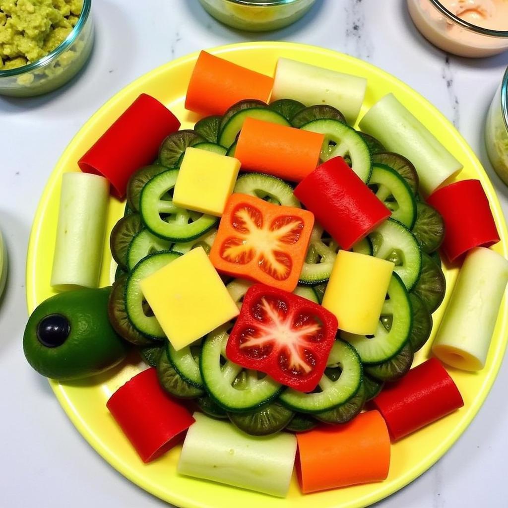 Turtle Sticks: Vegetable Platter with Healthy Dips