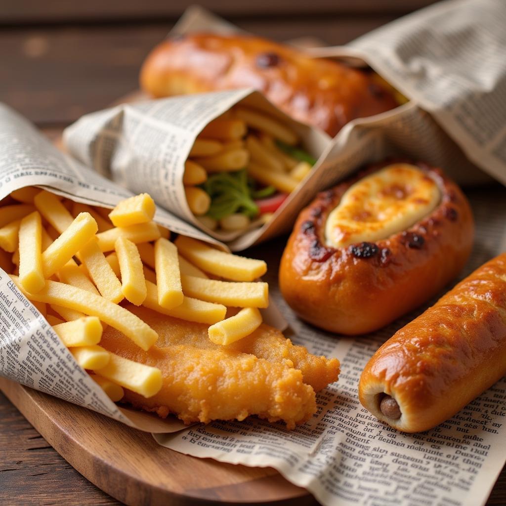 Classic UK Snacks: Fish and Chips, Sausage Rolls, and Pork Pies