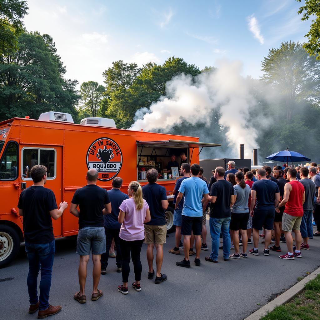 Up in Smoke BBQ food truck serving hungry customers