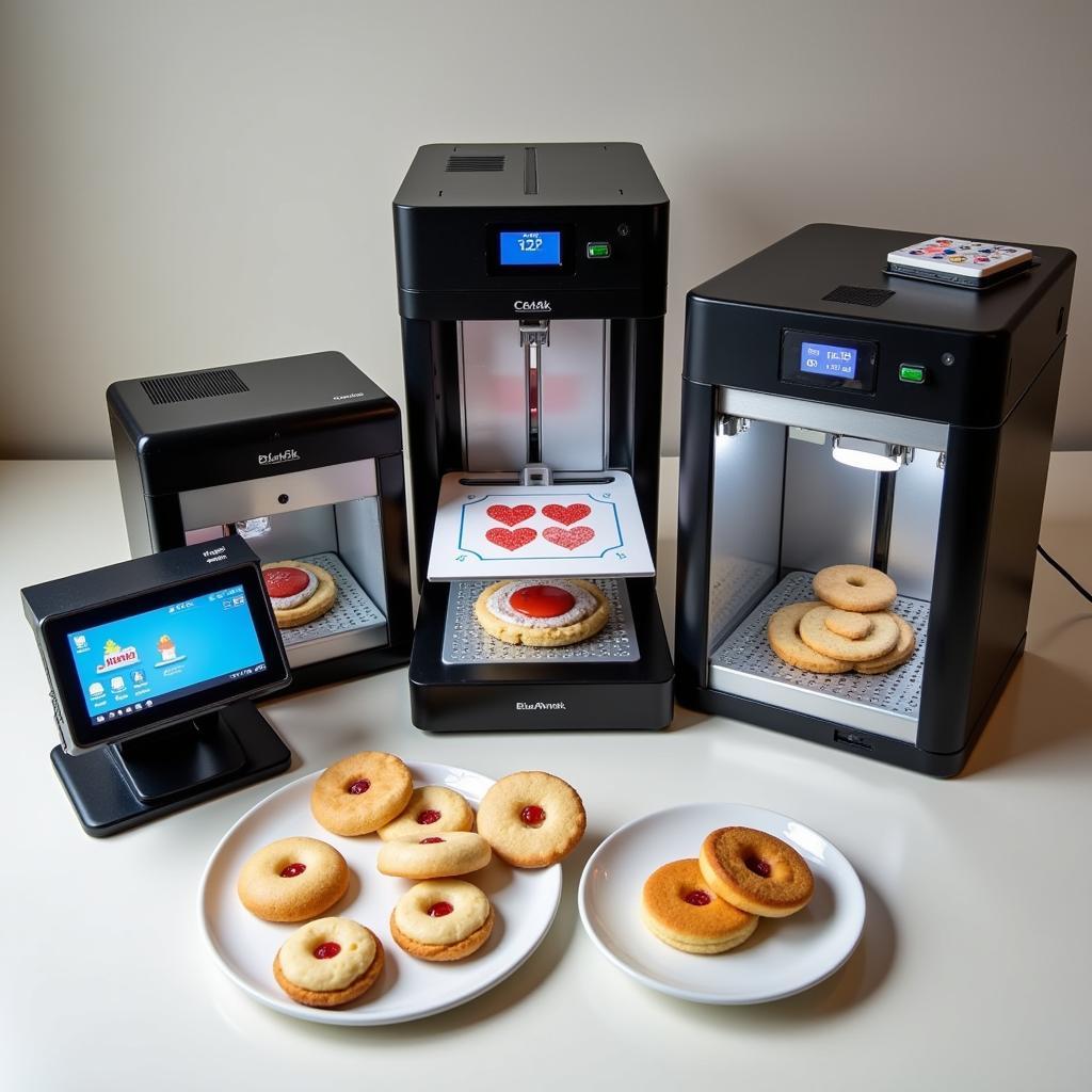 Different Models of Food Printers for Cookies Displayed on a Table