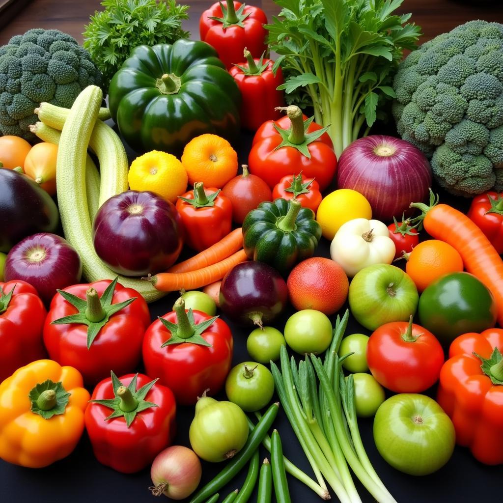 Variety of Fresh Fruits and Vegetables