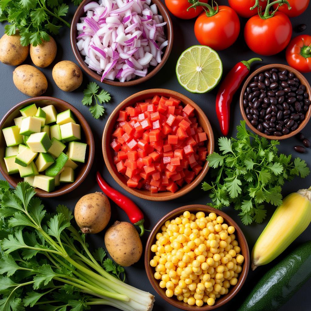 Variety of Mexican Vegetables Prepared for Cooking