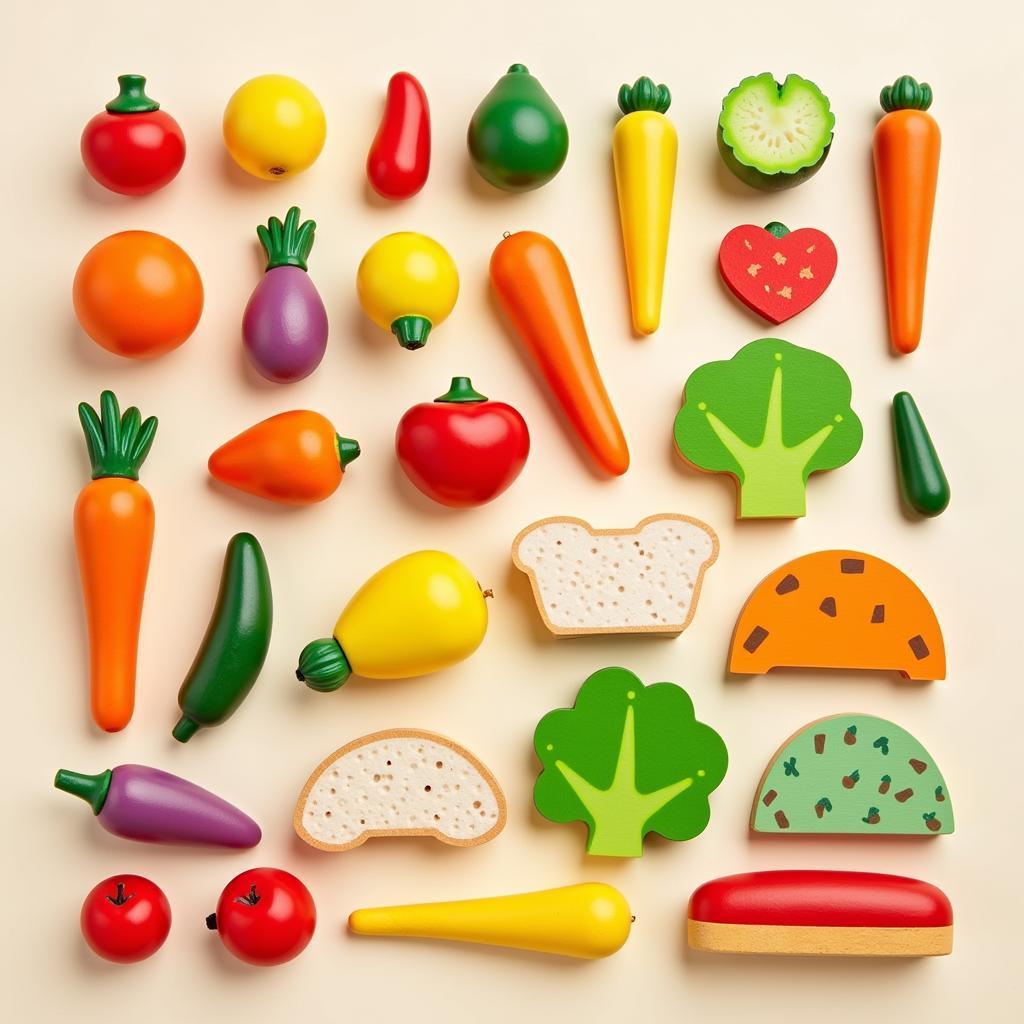 Variety of Wooden Play Food