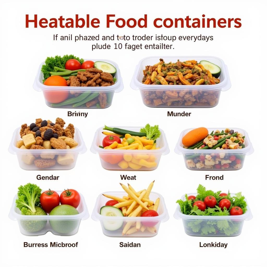 Different Heatable Food Containers with Various Meals