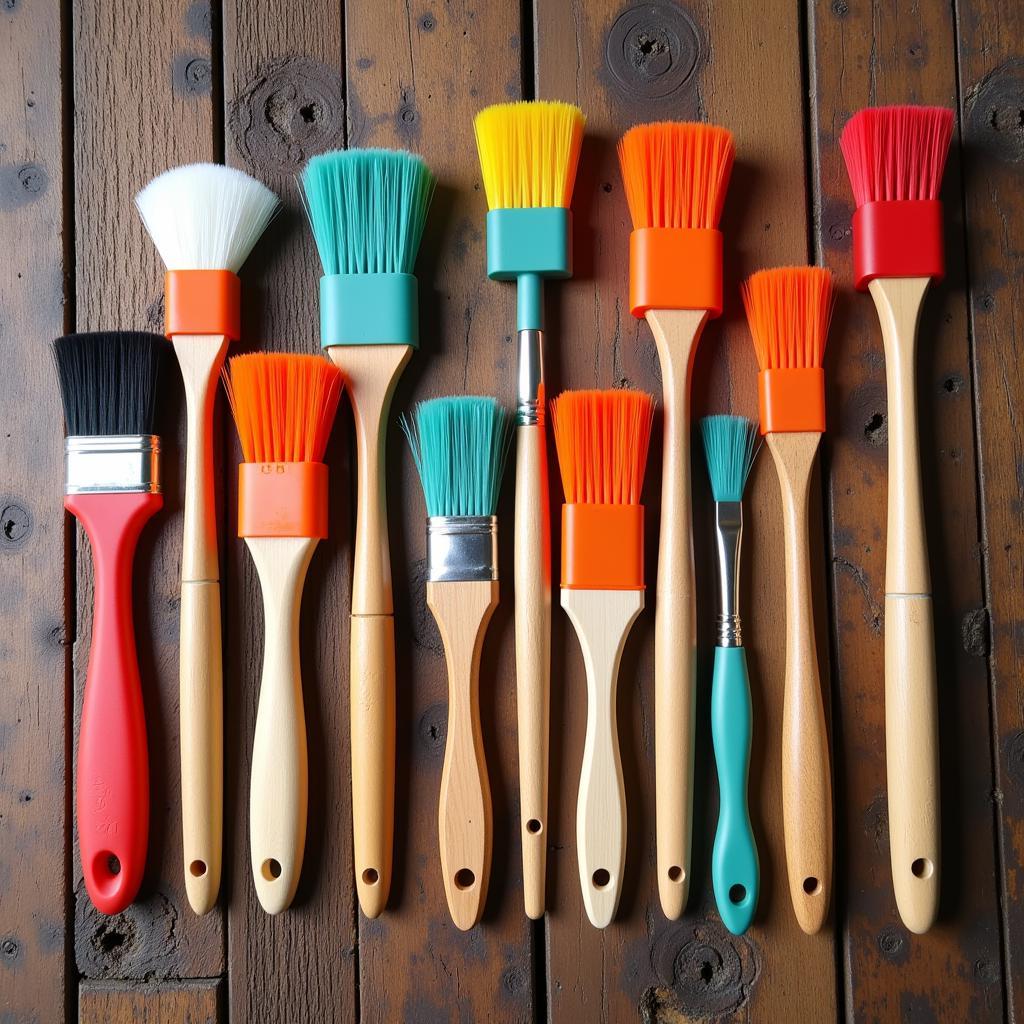 Various rubber food brushes on a kitchen table