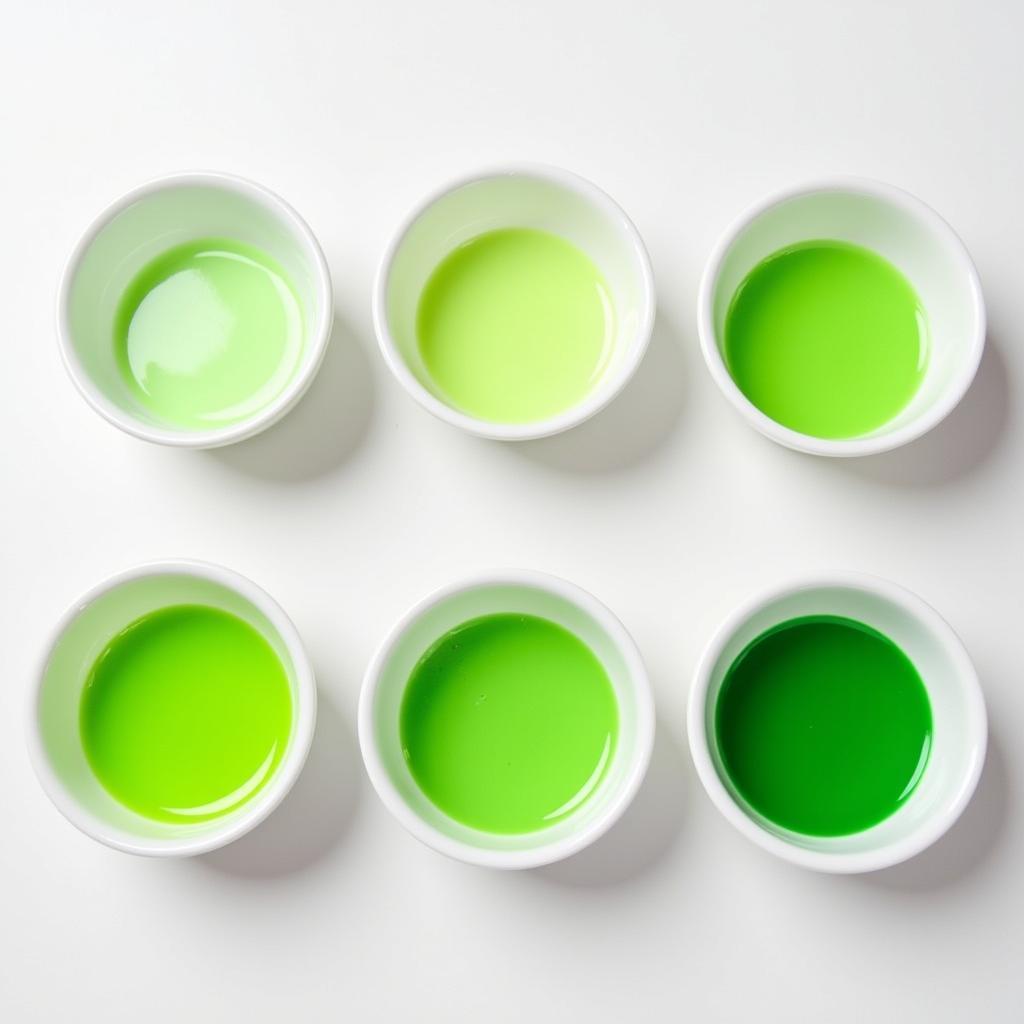 Various Shades of Lime Green Food Coloring