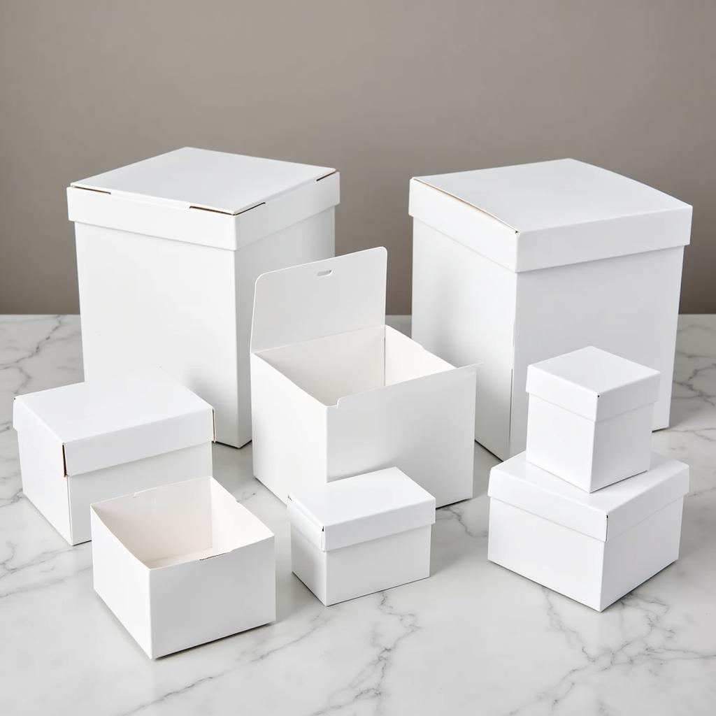 Various White Acrylic Box Sizes and Shapes