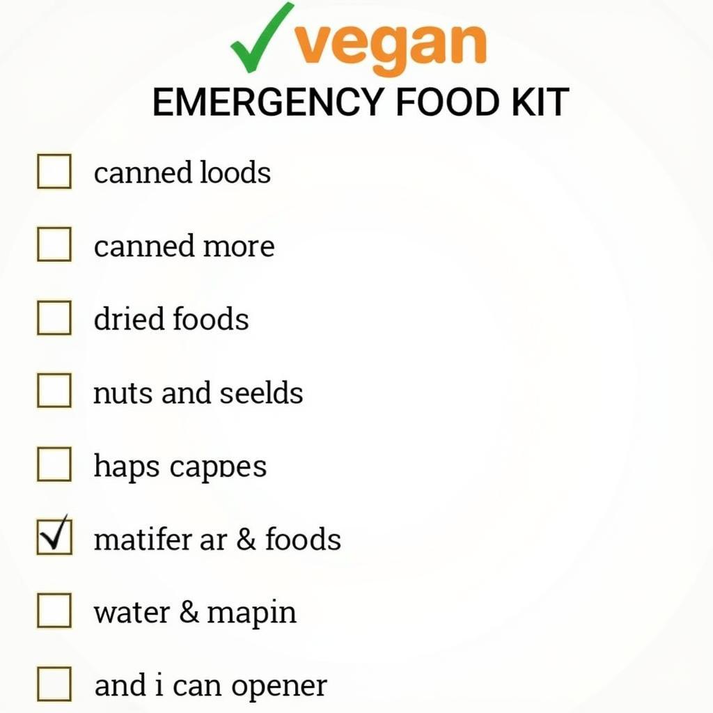 Checklist for building a vegan emergency food kit.