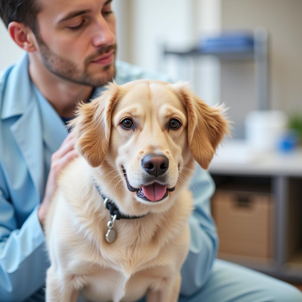 Veterinarian Examining a Dog