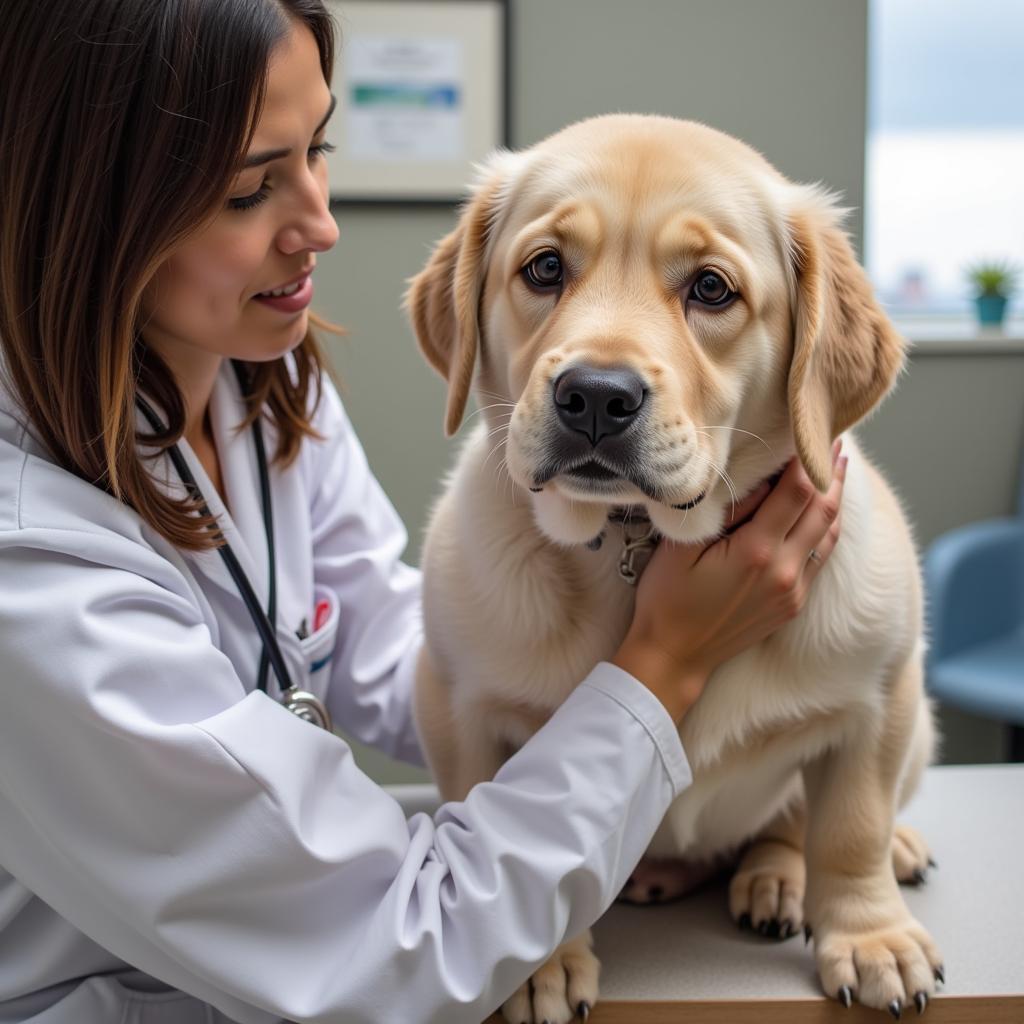 Veterinarian Examining a Puppy