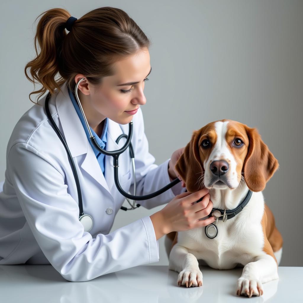 Veterinarian Examining a Dog