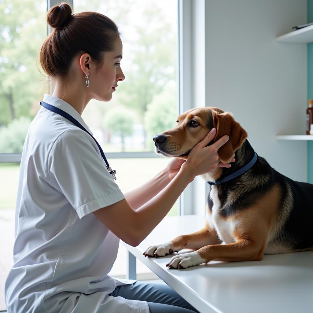 Veterinarian Examining a Dog