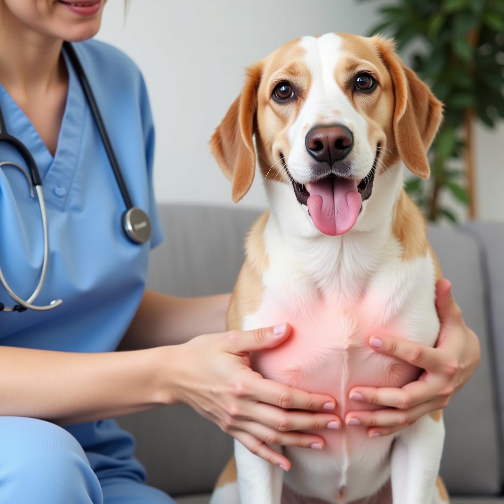 Veterinarian Examining a Dog with Digestive Issues