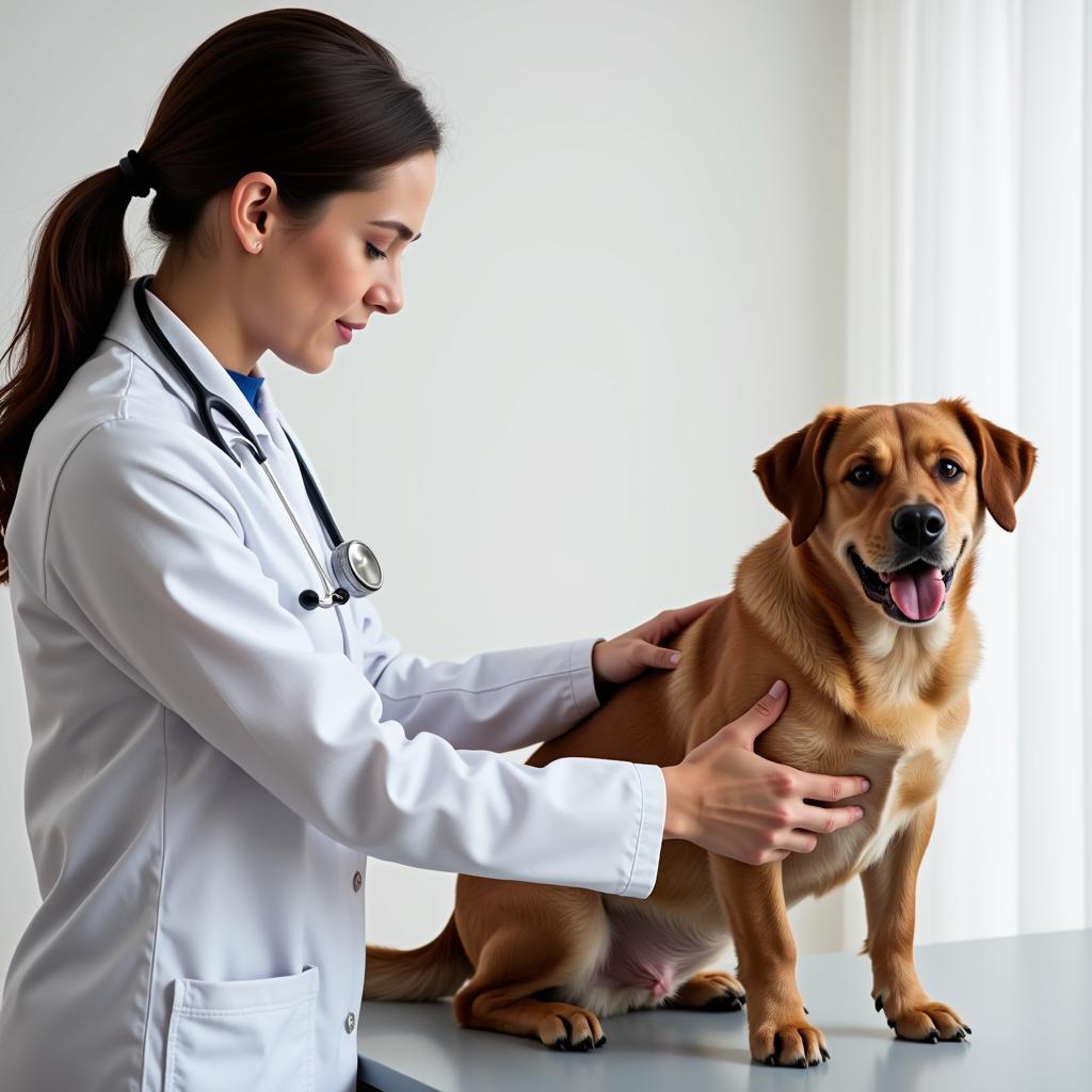 Veterinarian Examining a Healthy Dog