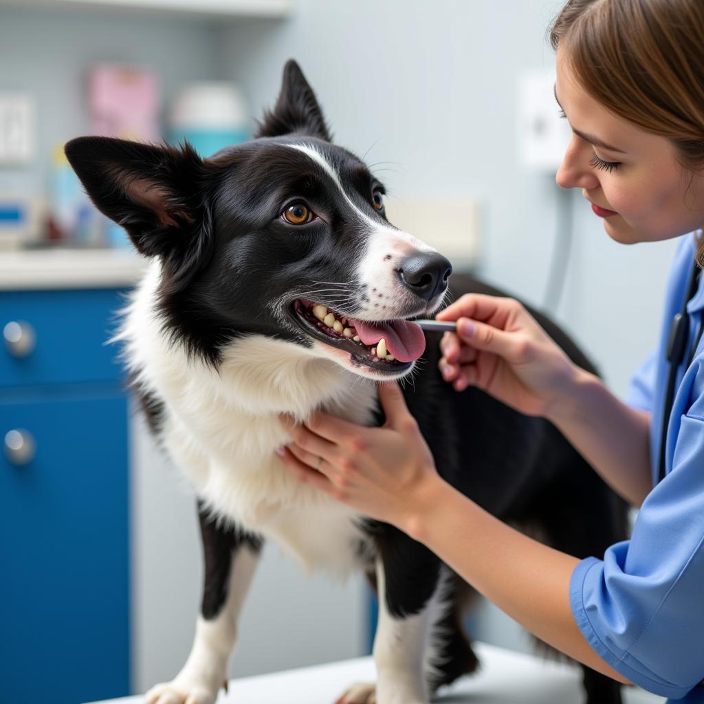 Veterinarian Checking a Border Collie's Health