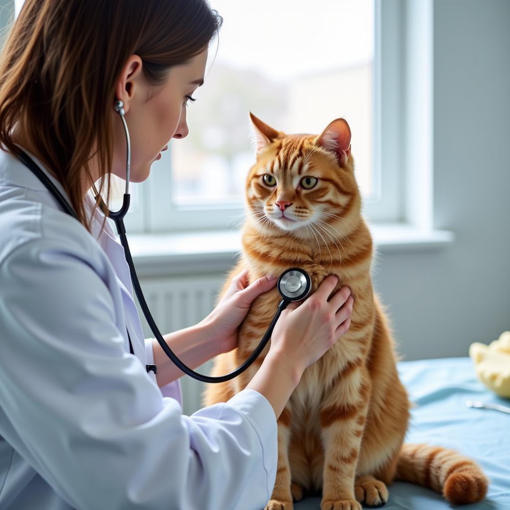 Veterinarian Examining Cat