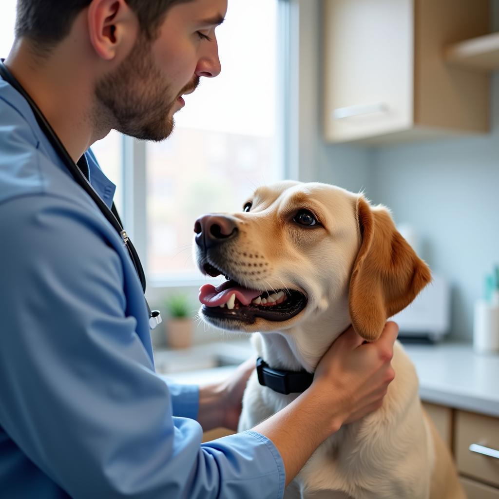 Veterinarian Examining Dog