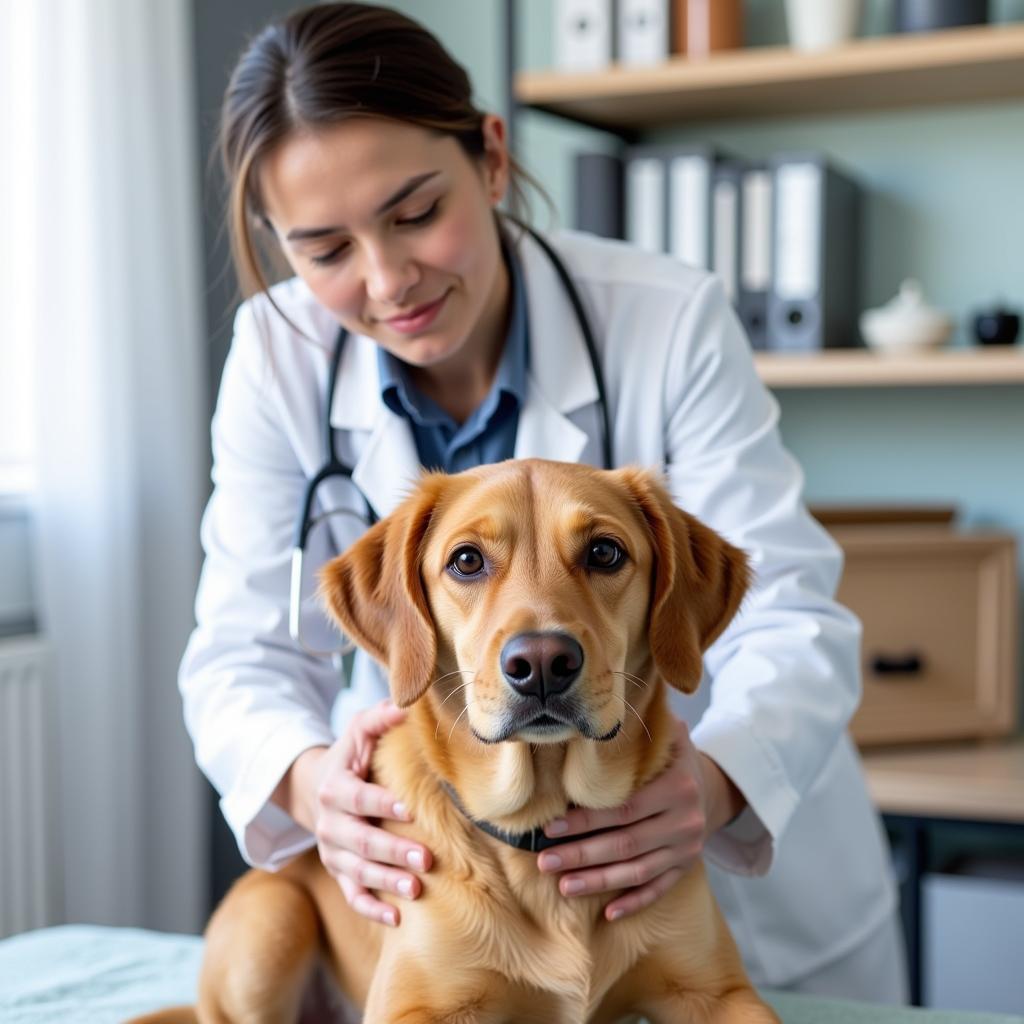 Veterinarian Checking Dog's Health