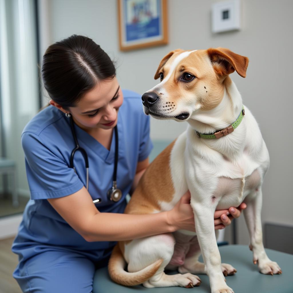 Veterinarian Examining a Dog