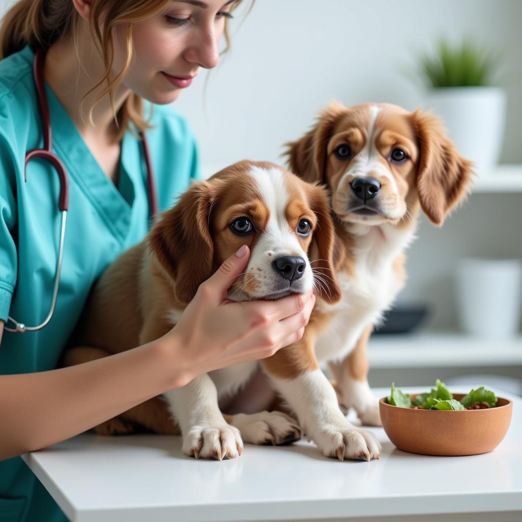 Veterinarian Examining a Dog for Dietary Needs