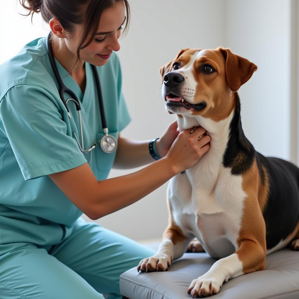 Veterinarian Examining a Dog