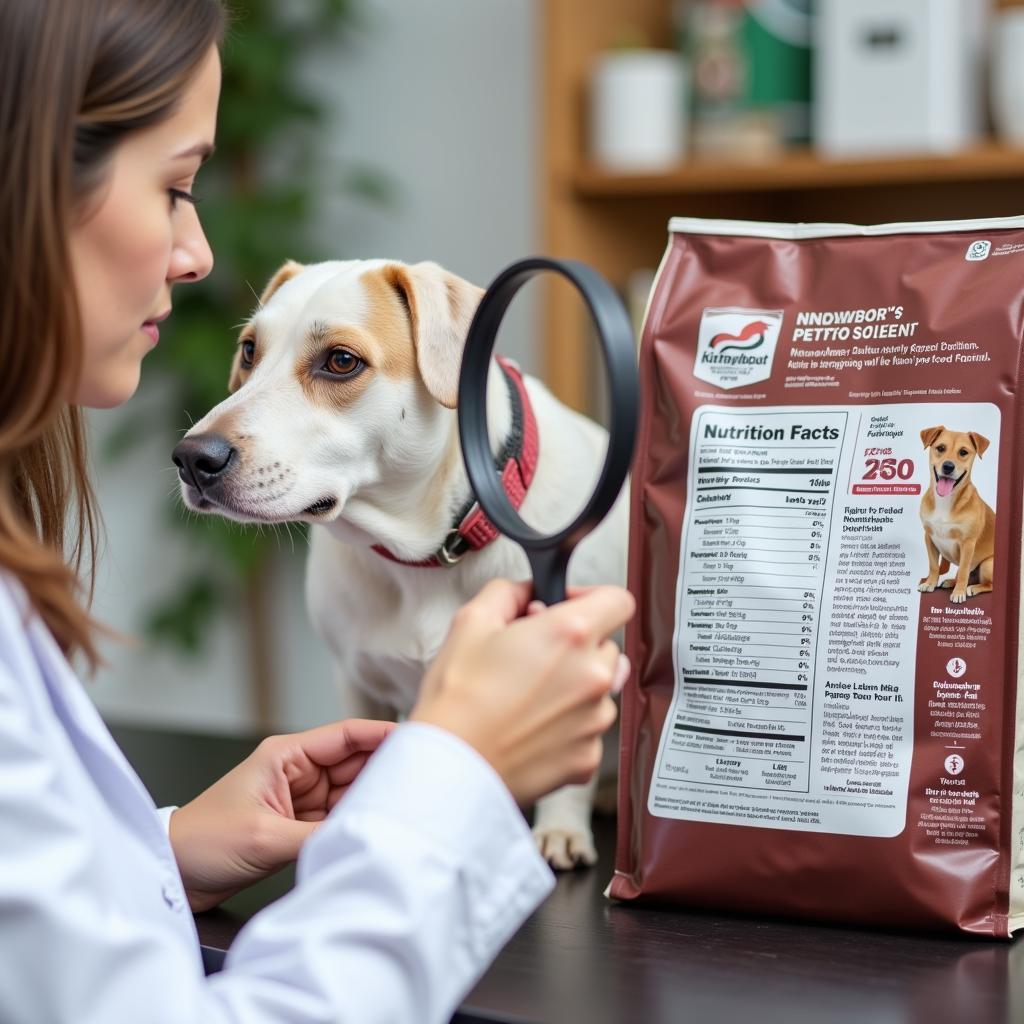 Veterinarian Examining Dog Food Ingredients for Nutritional Value