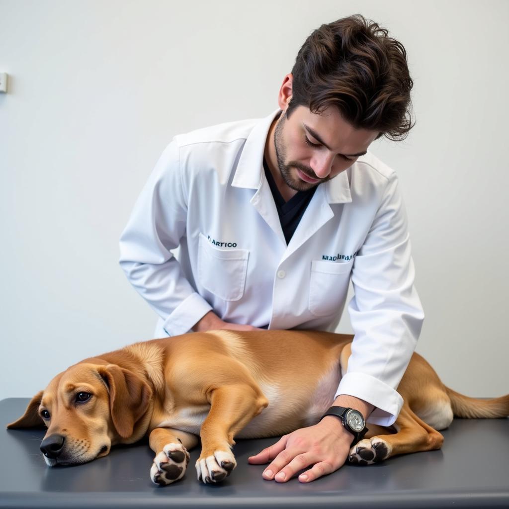 Veterinarian Examining a Dog with IBS