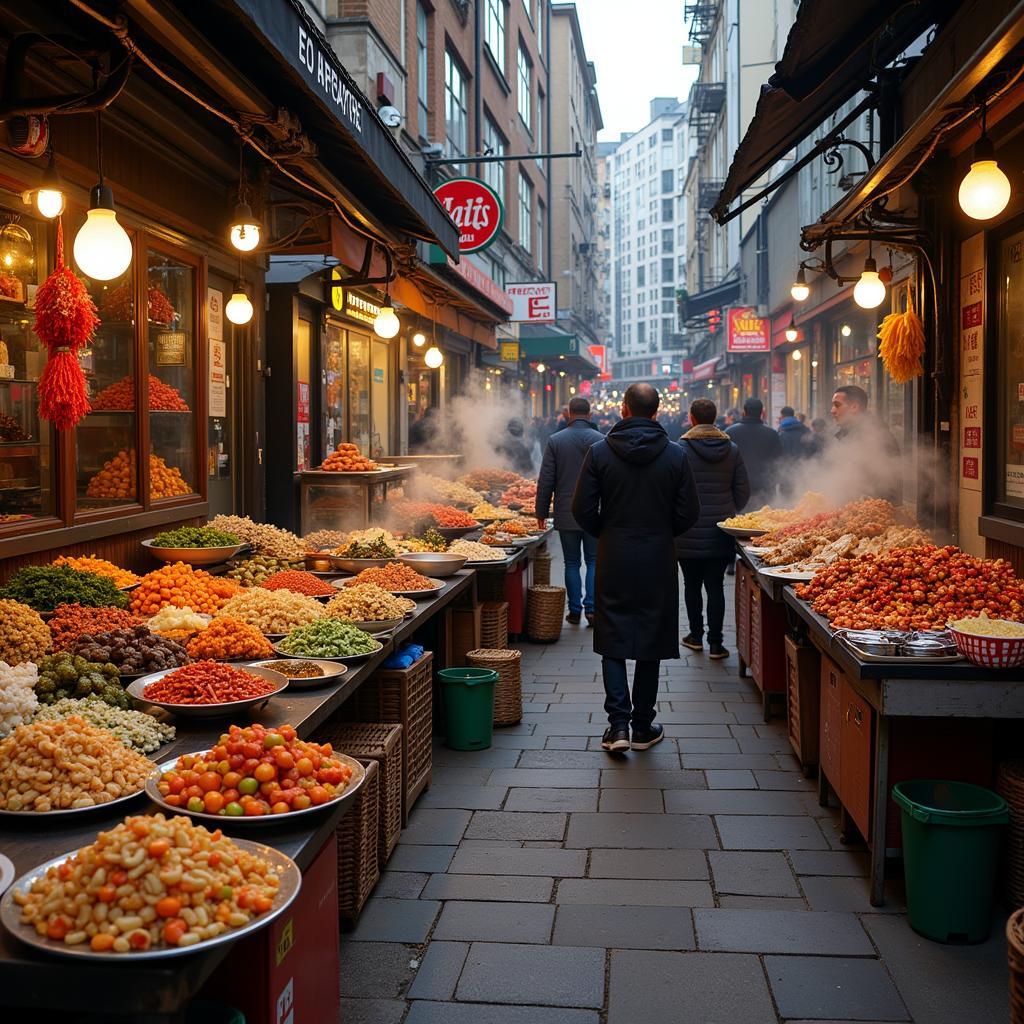 Vibrant Asian Food Market in London