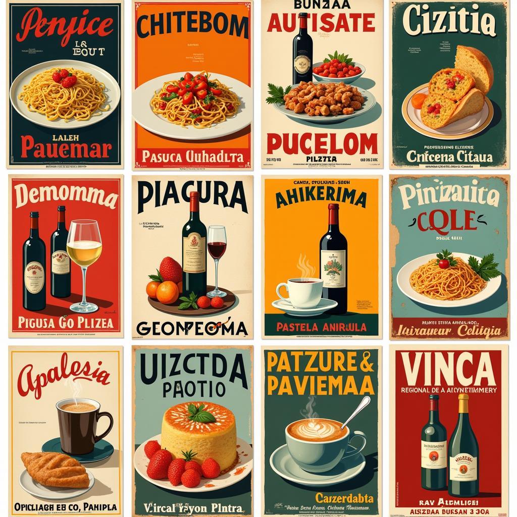 Vintage Italian Food Posters Collection