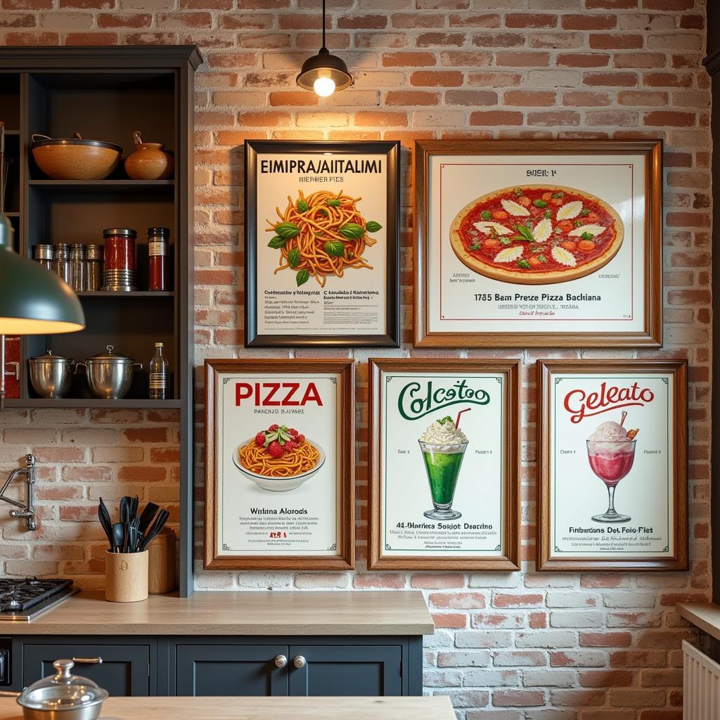 Vintage Italian Food Posters for Kitchen Wall Art