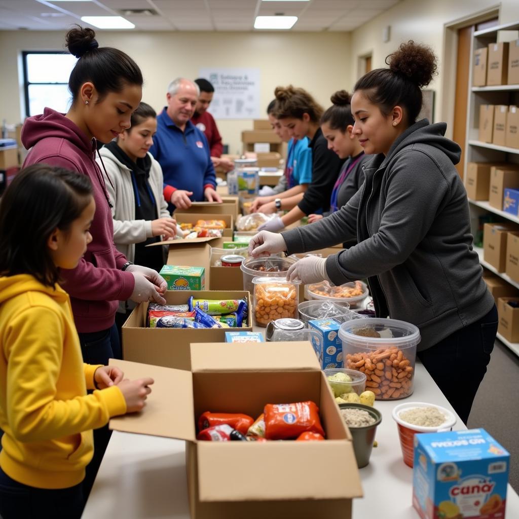 Volunteers Sorting and Packing Food at a Middletown Food Pantry