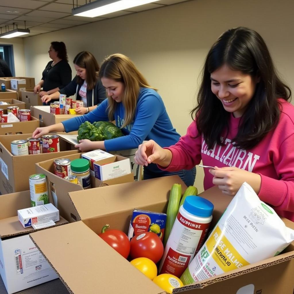 Volunteers Packing Food Boxes in Bronx NY 10468