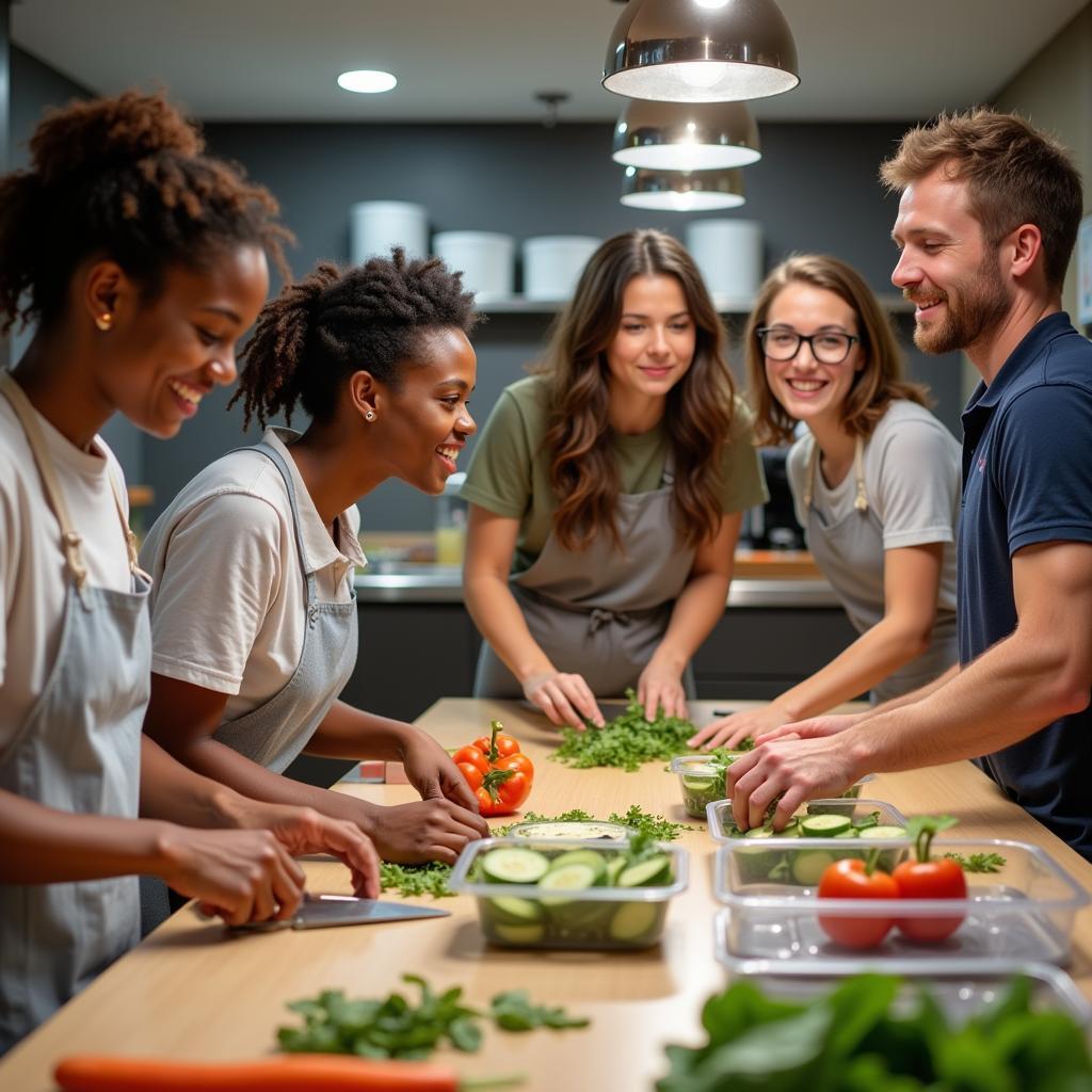 Volunteers Preparing Meals for a Food for Others 5k Initiative