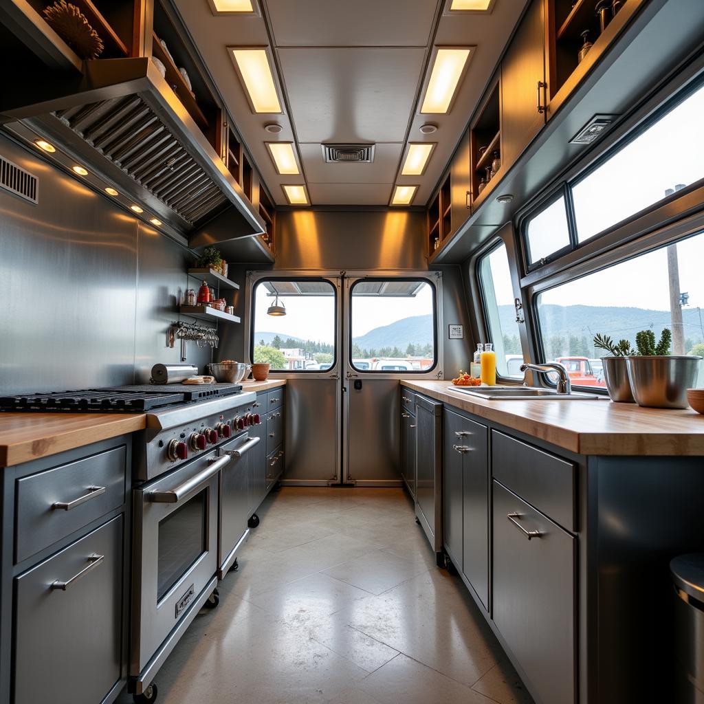 VW Food Truck Interior Kitchen Setup