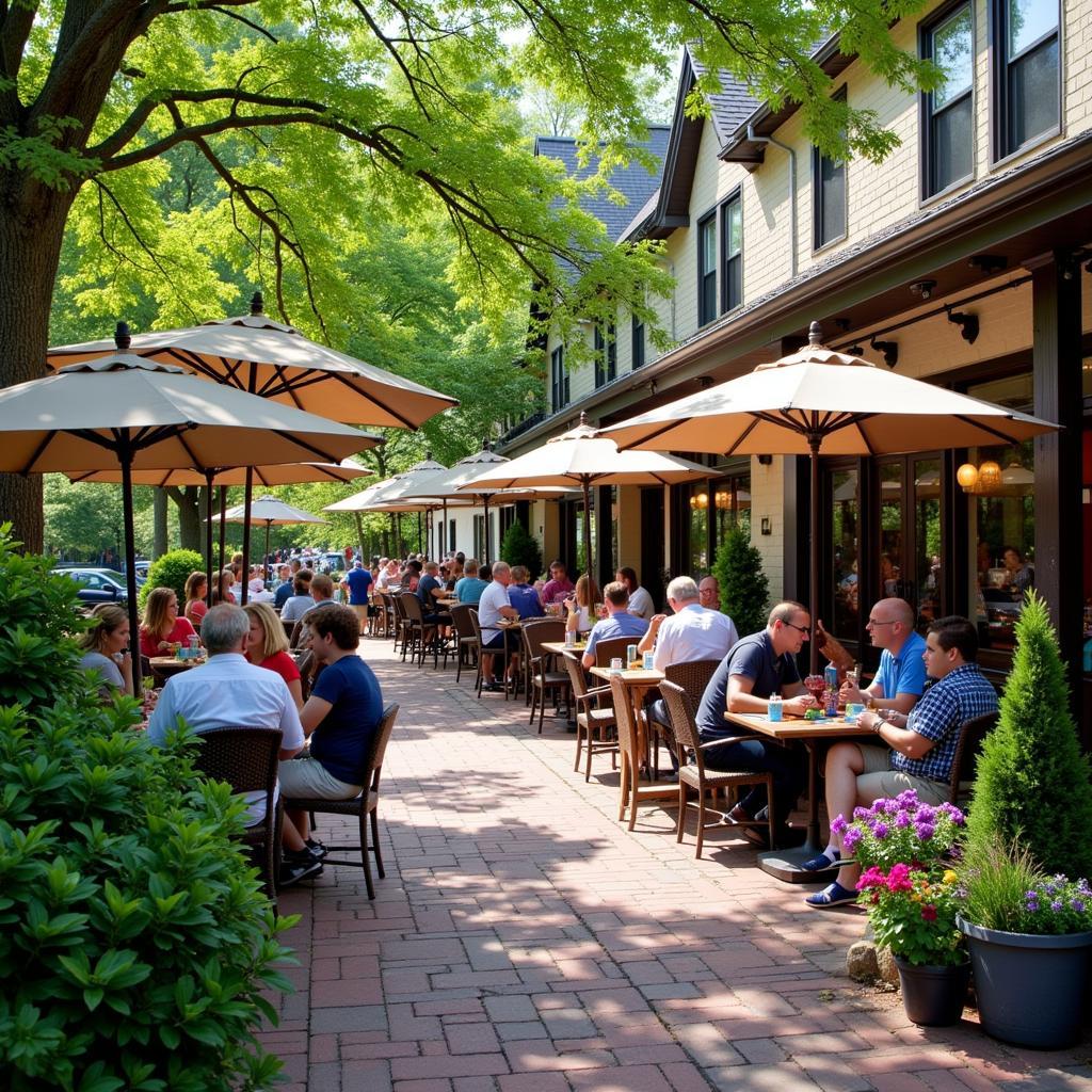 Outdoor Patio Dining at a Walled Lake Restaurant