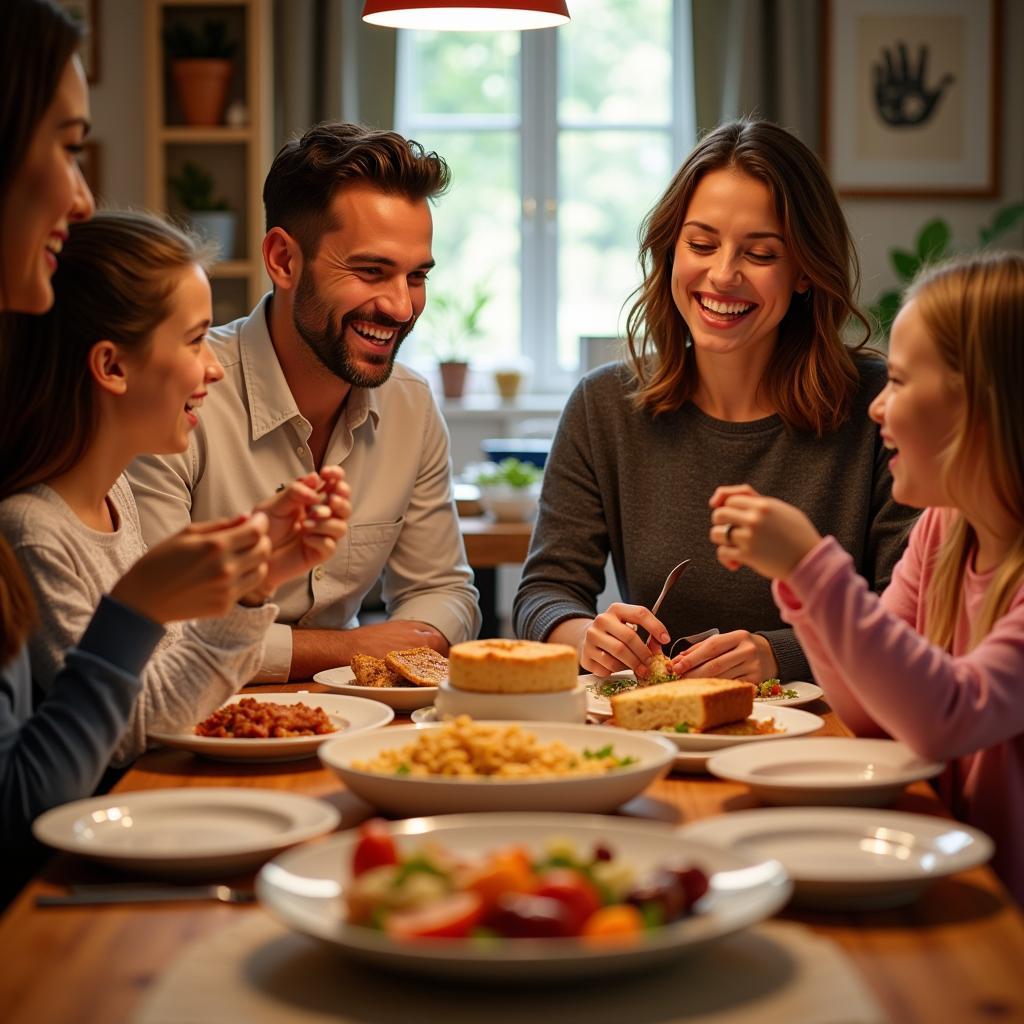 Family enjoying a meal together