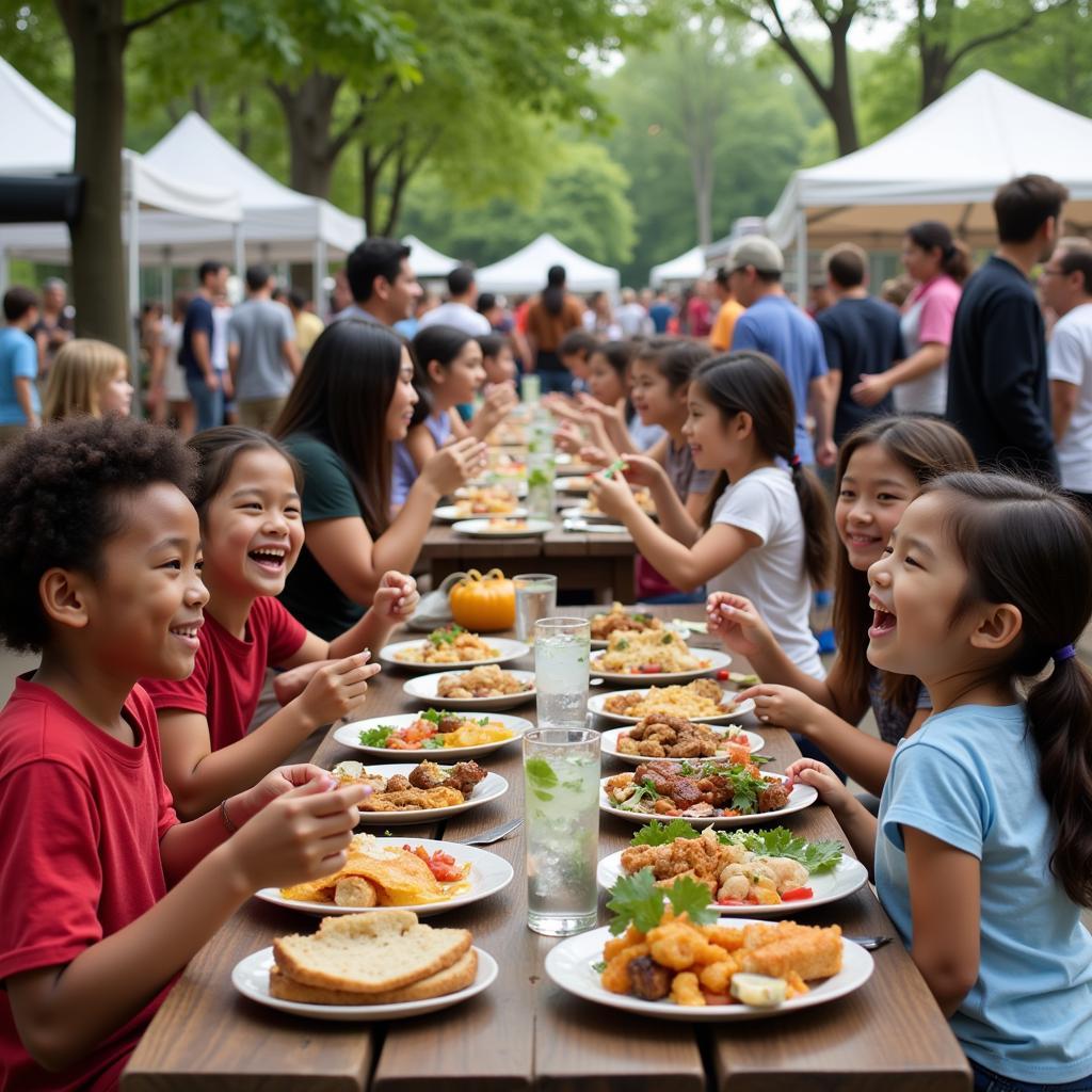 Attendees Enjoying Food at Wendell International Food Festival