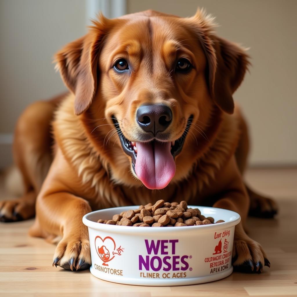 Happy Dog Eating Wet Noses Dog Food