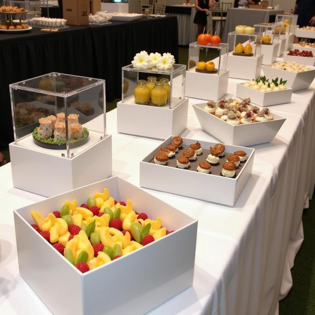 White Acrylic Boxes for Catering Display