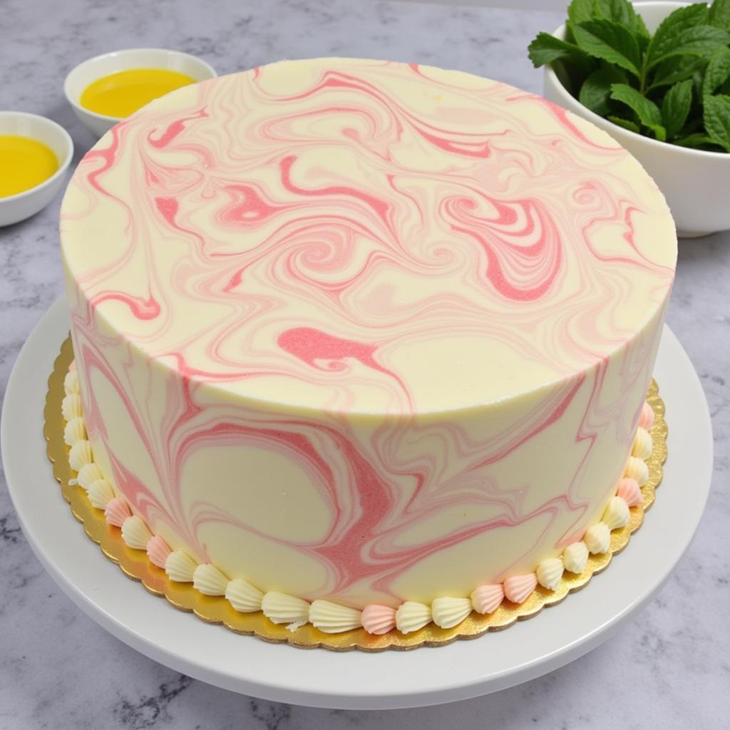 White Food Gel Marbled Cake