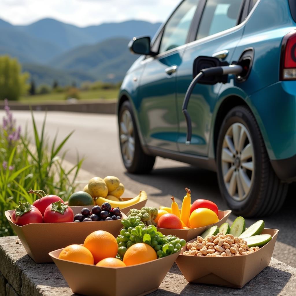 Healthy whole food snacks for electric vehicle charging breaks