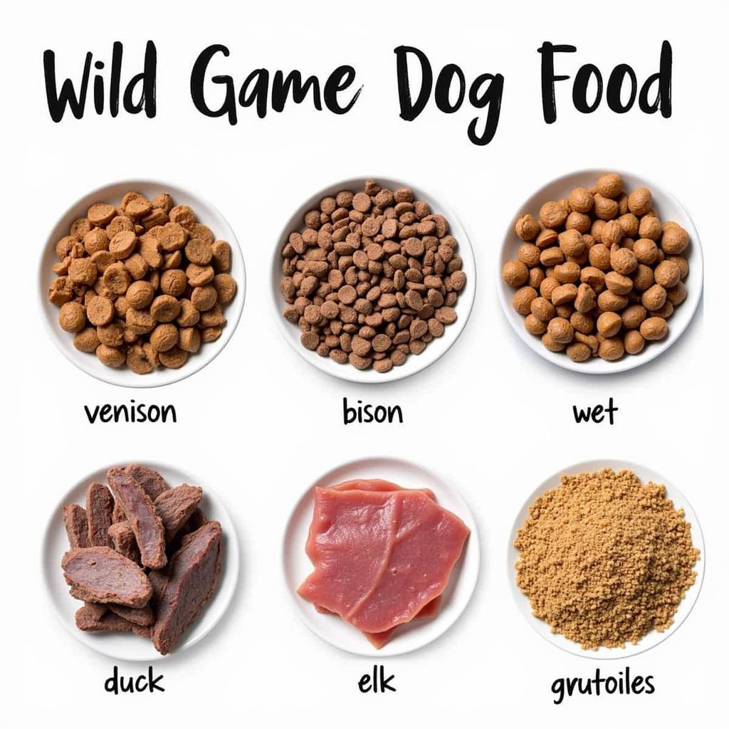 Various types of wild game dog food