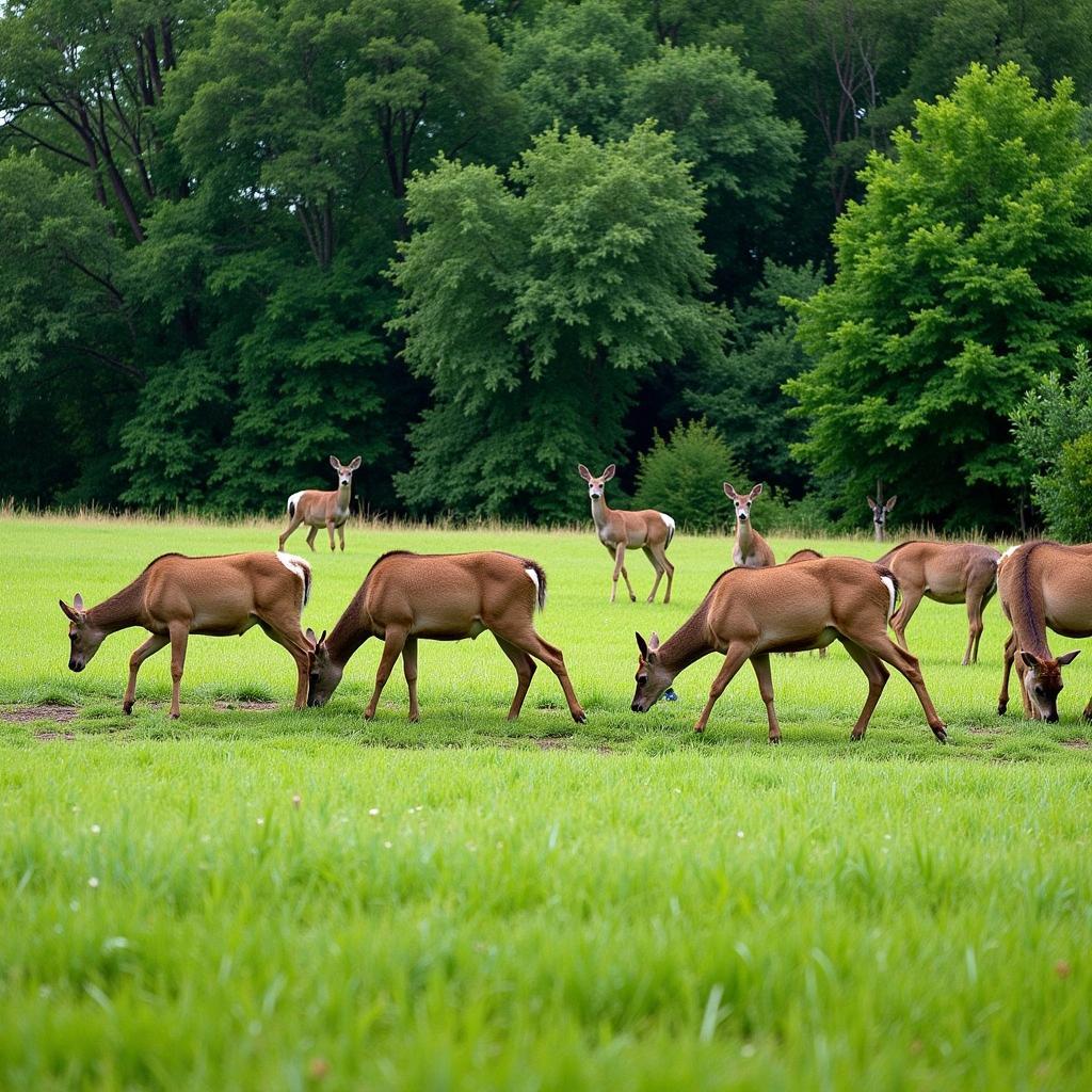 Deer grazing in a thriving food plot