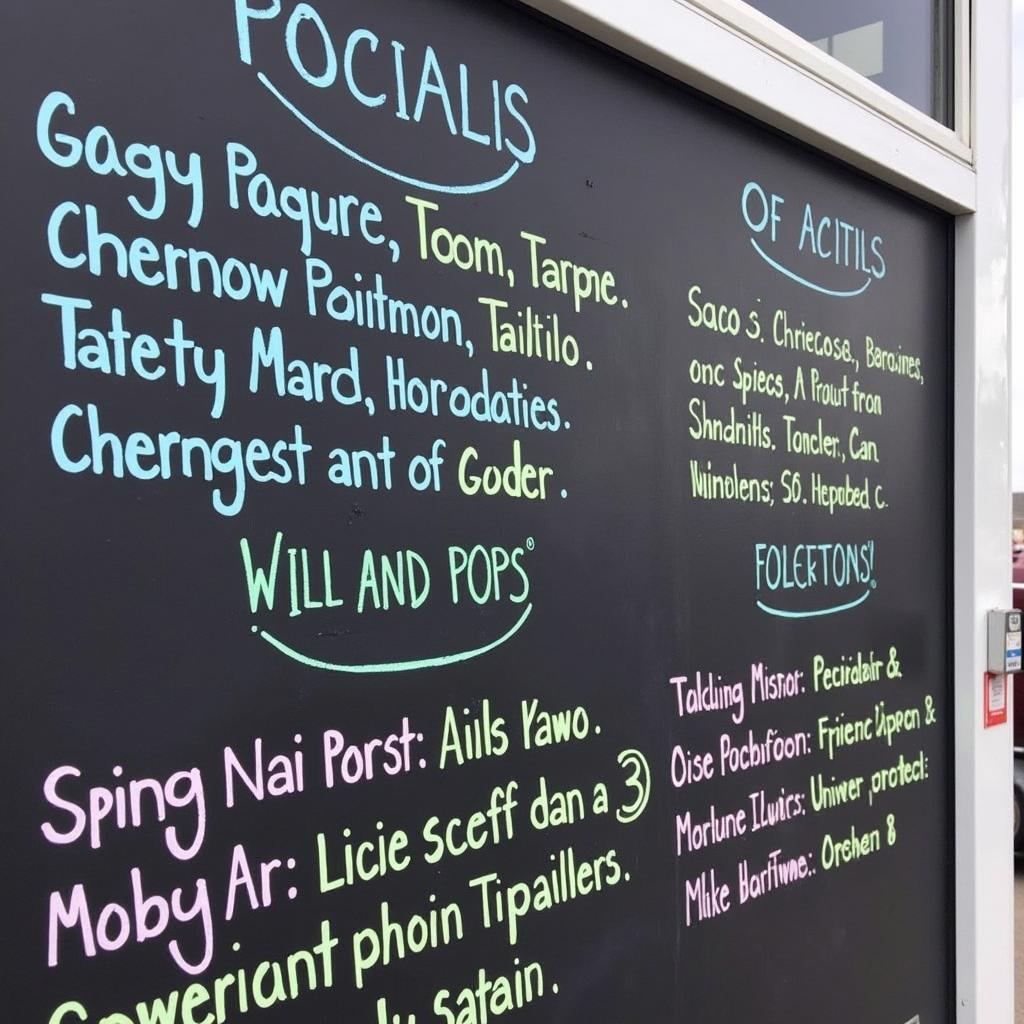 Close-up of the Will and Pops Food Truck menu highlighting daily specials