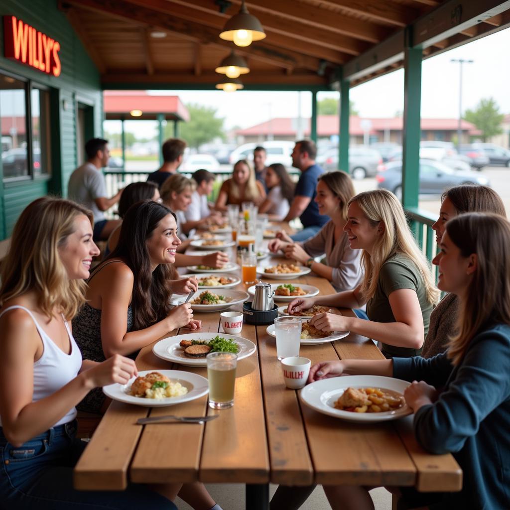 Happy customers enjoying their meals at Willy's Food Truck.