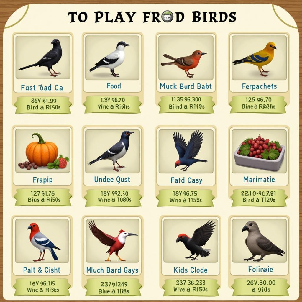 Wingspan Bird Cards Food Costs