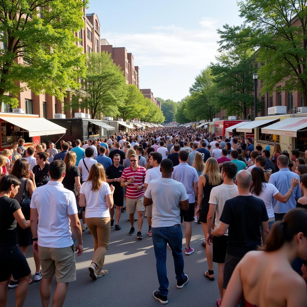 Winston-Salem Food Truck Festival with Crowds and Trucks